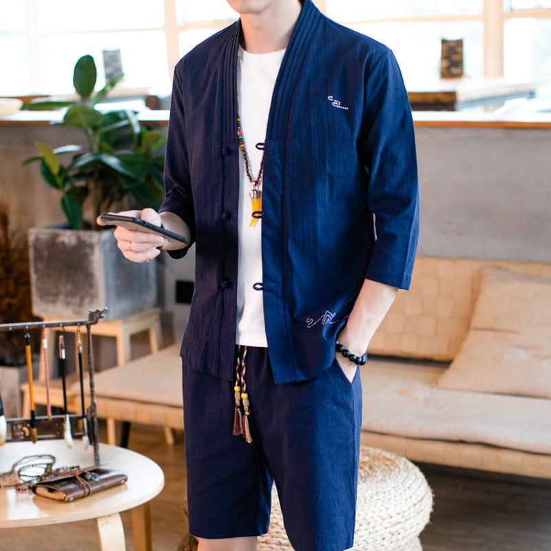 Chinese style men's linen set - Urban Nomads