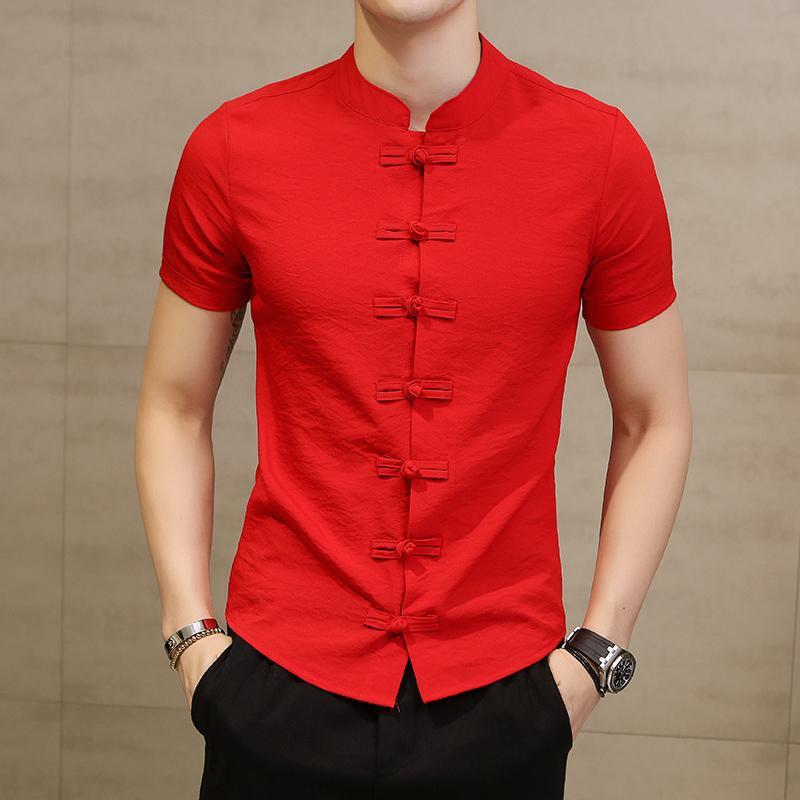 Chinese style men's solid color shirt - Urban Nomads