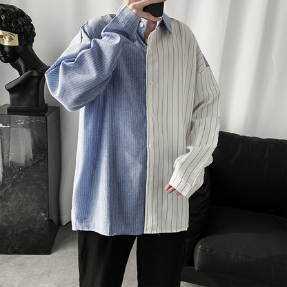 Korean retro striped men's shirt - Urban Nomads