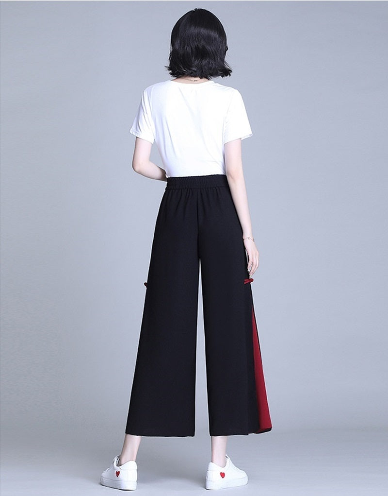 Side Slit Chinese Style Loose Cropped Trousers - Urban Nomads