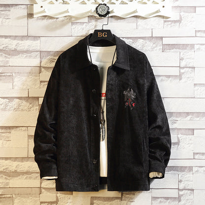 Chinese Style Corduroy Embroidered Men's Jacket - Urban Nomads