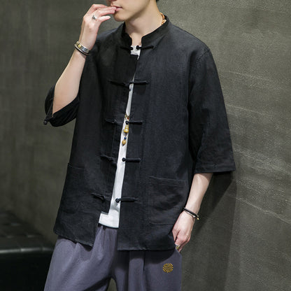 Chinese Style Men's Linen Shirt - Urban Nomads