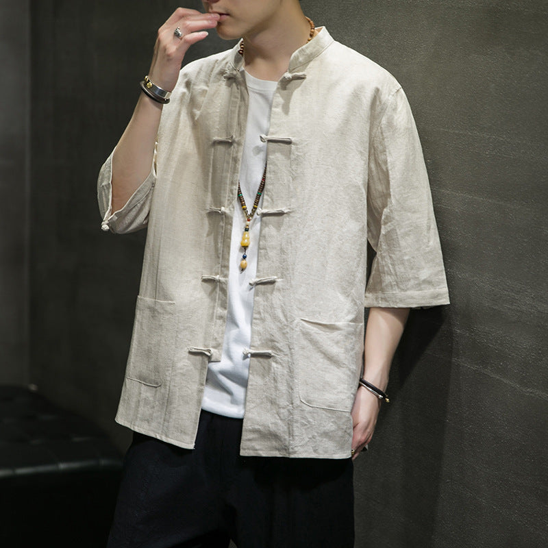 Chinese Style Men's Linen Shirt - Urban Nomads