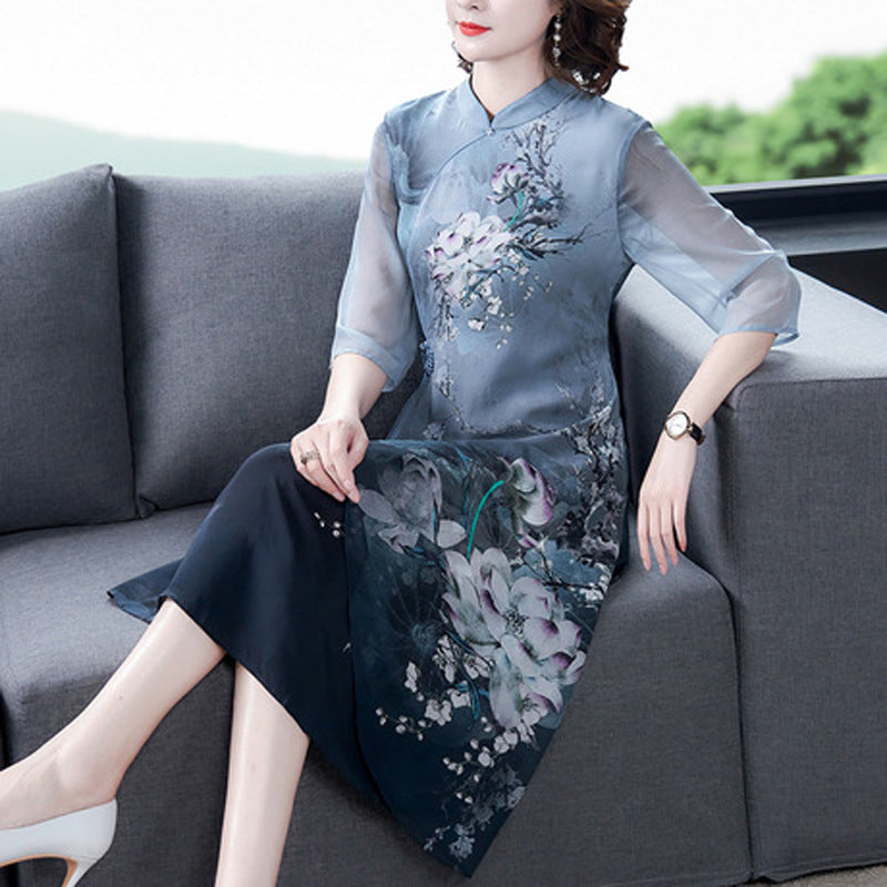 printed silk cheongsam - Urban Nomads