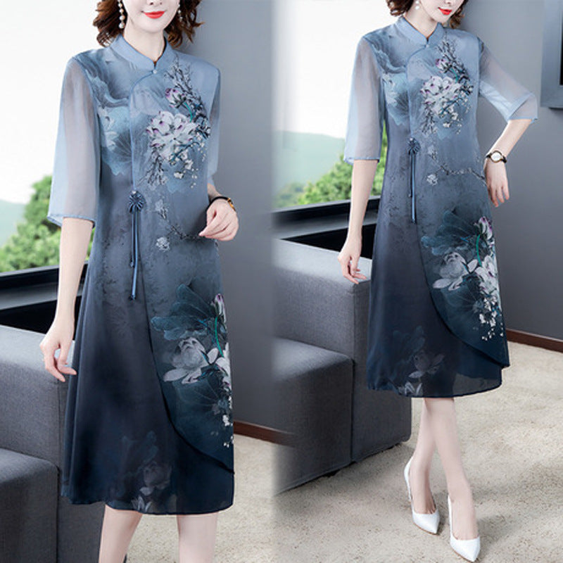 printed silk cheongsam - Urban Nomads