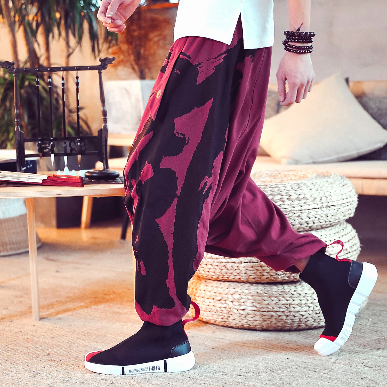 Mens chinese style nine-point pants - Urban Nomads