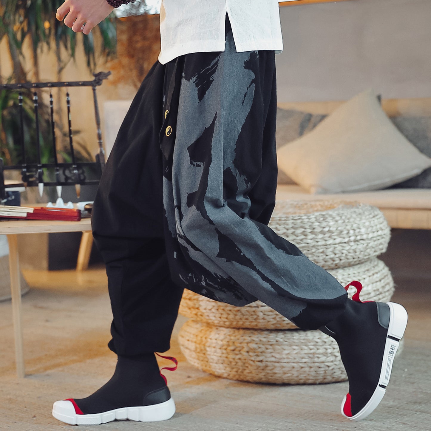 Mens chinese style nine-point pants - Urban Nomads