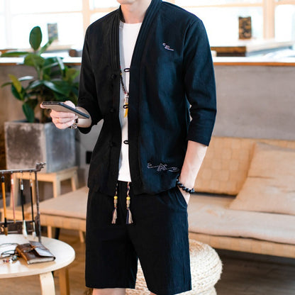 Chinese style men's linen set - Urban Nomads