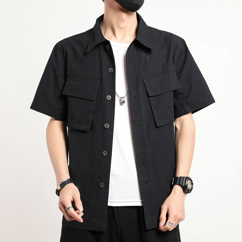 Chinese men's short sleeve shirt - Urban Nomads