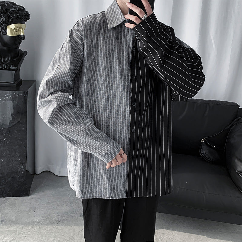 Korean retro striped men's shirt - Urban Nomads