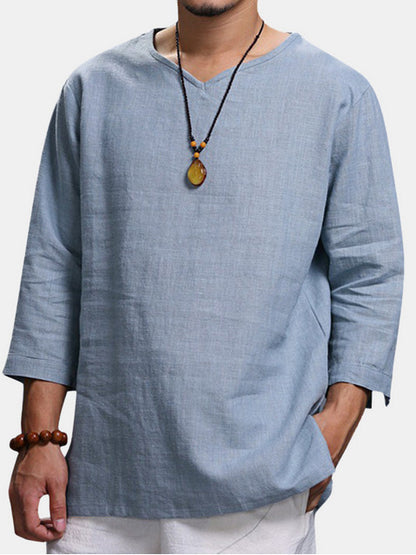 Men's linen long sleeve shirt - Urban Nomads