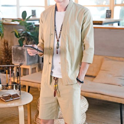 Chinese style men's linen set - Urban Nomads