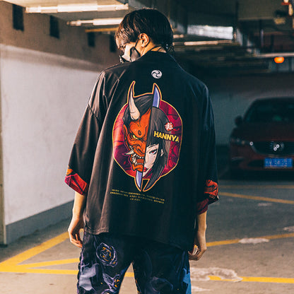 Mens Chinese style hannya print robes - Urban Nomads