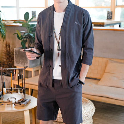 Chinese style men's linen set - Urban Nomads