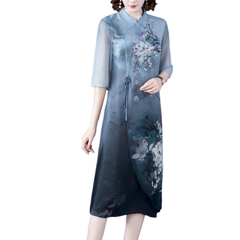 printed silk cheongsam - Urban Nomads