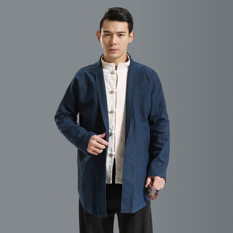 Chinese style linen men's jacket - Urban Nomads