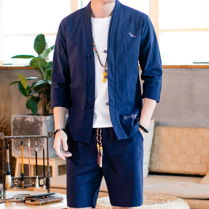 Chinese style men's linen set - Urban Nomads