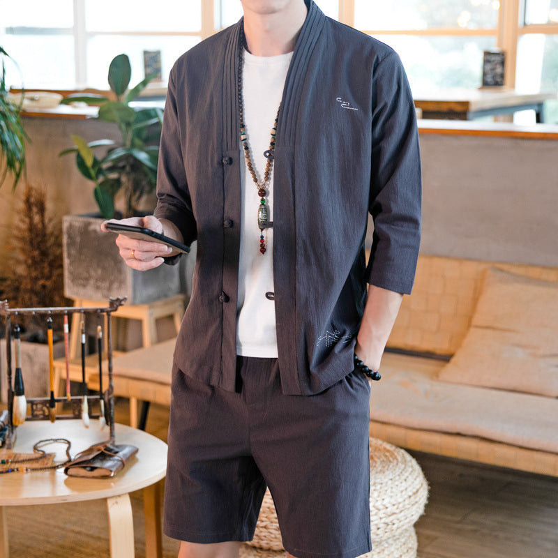 Chinese style men's linen set - Urban Nomads