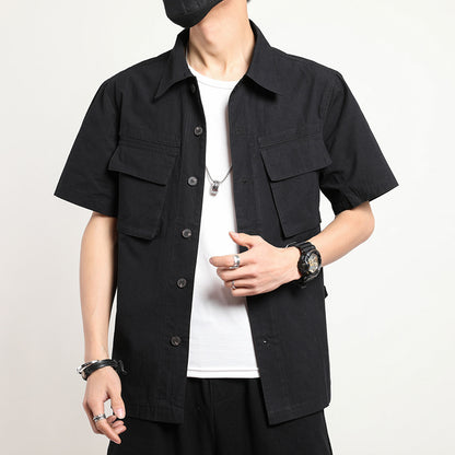 Chinese men's short sleeve shirt - Urban Nomads