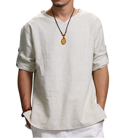 Men's linen long sleeve shirt - Urban Nomads