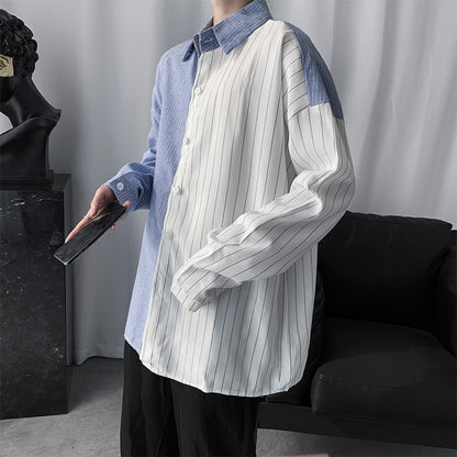 Korean retro striped men's shirt - Urban Nomads