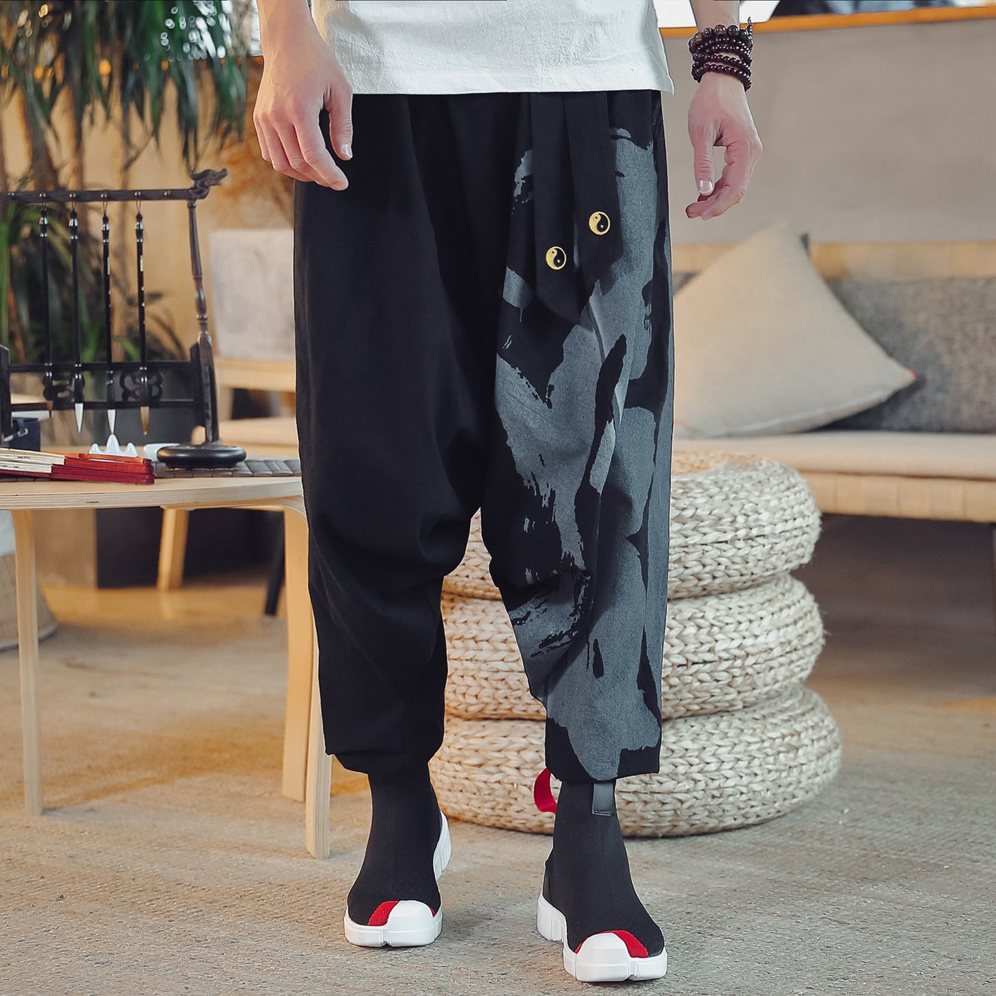 Mens chinese style nine-point pants - Urban Nomads