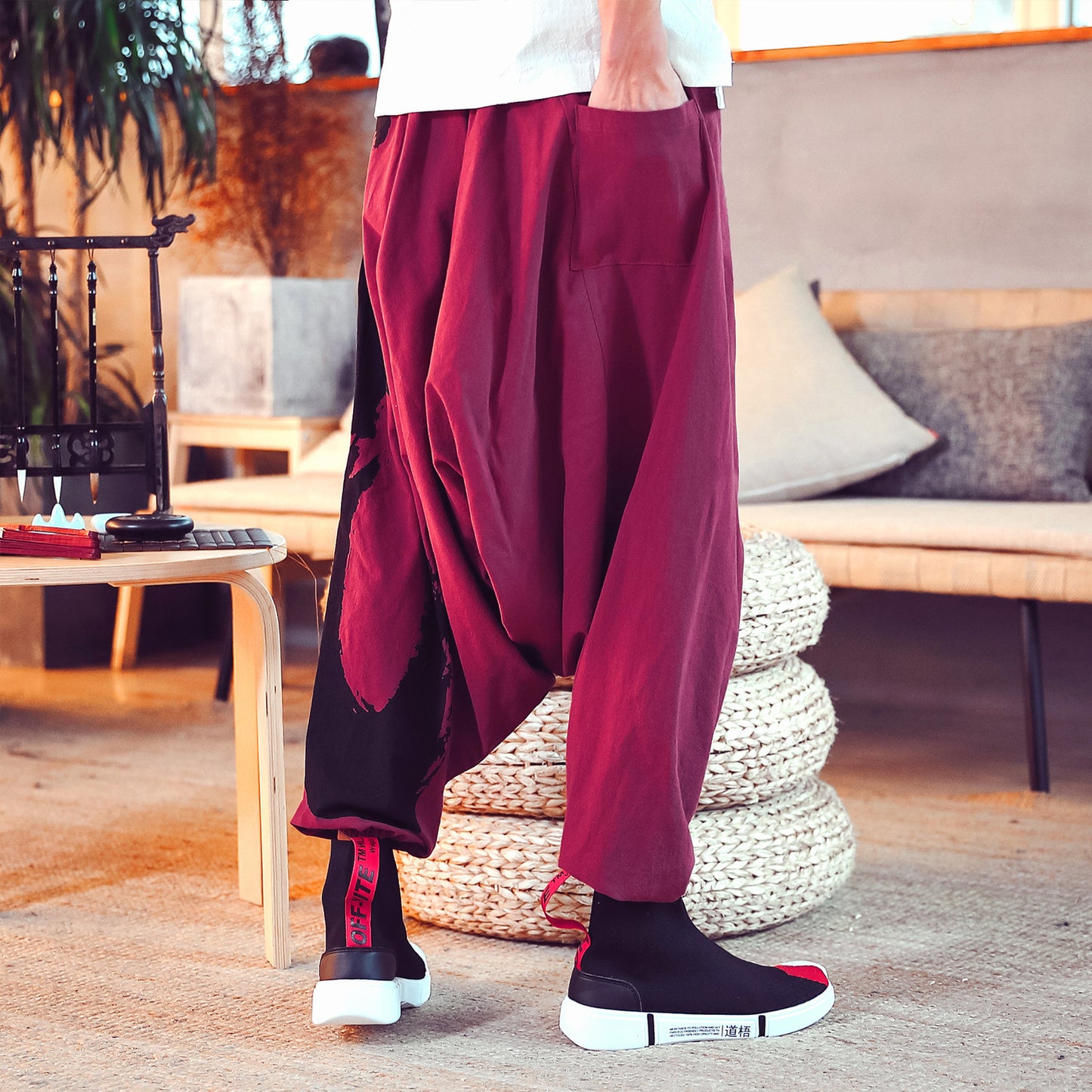 Mens chinese style nine-point pants - Urban Nomads