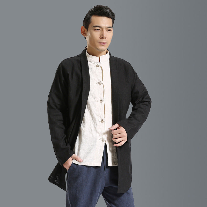 Chinese style linen men's jacket - Urban Nomads