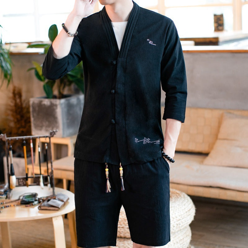 Chinese style men's linen set - Urban Nomads