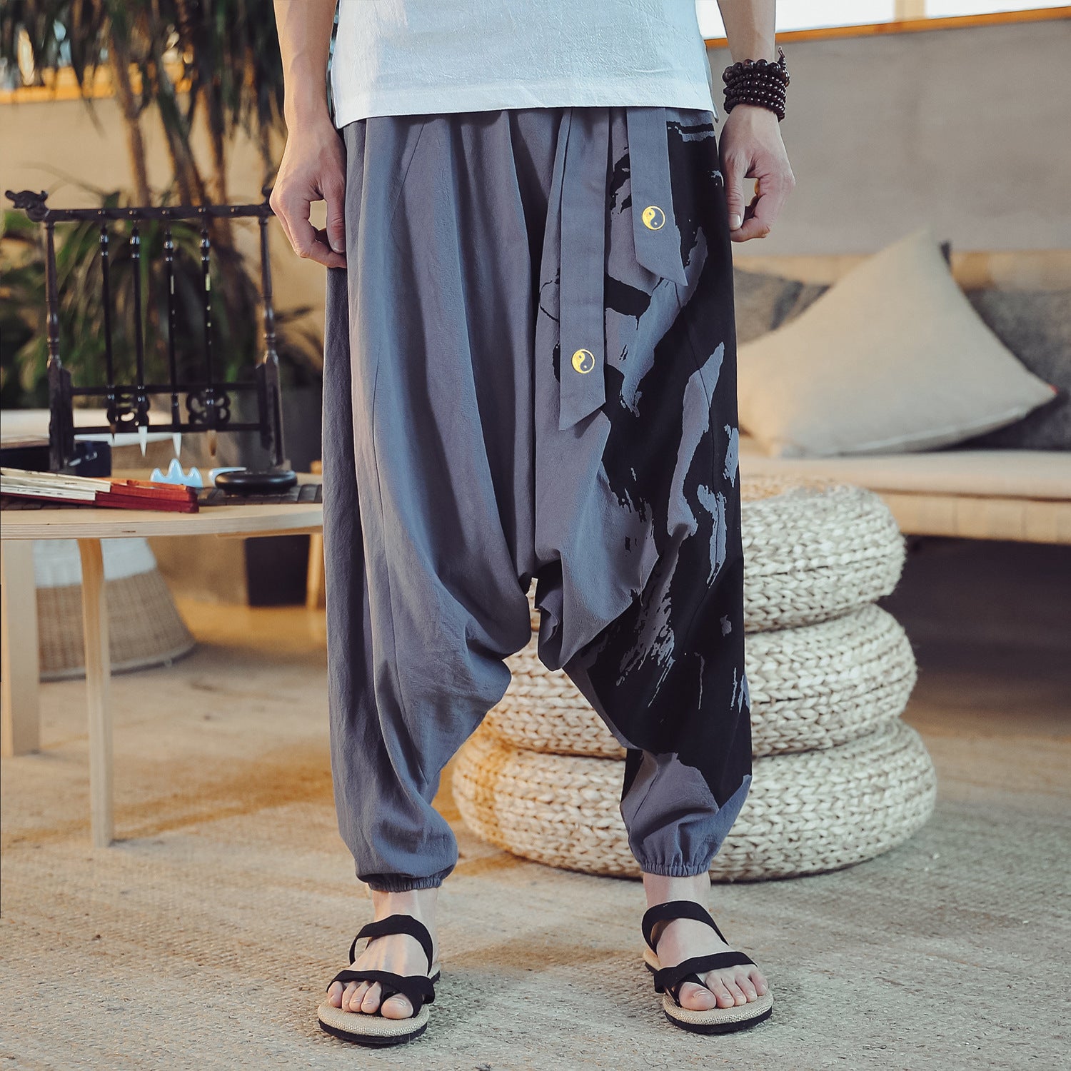 Mens chinese style nine-point pants - Urban Nomads