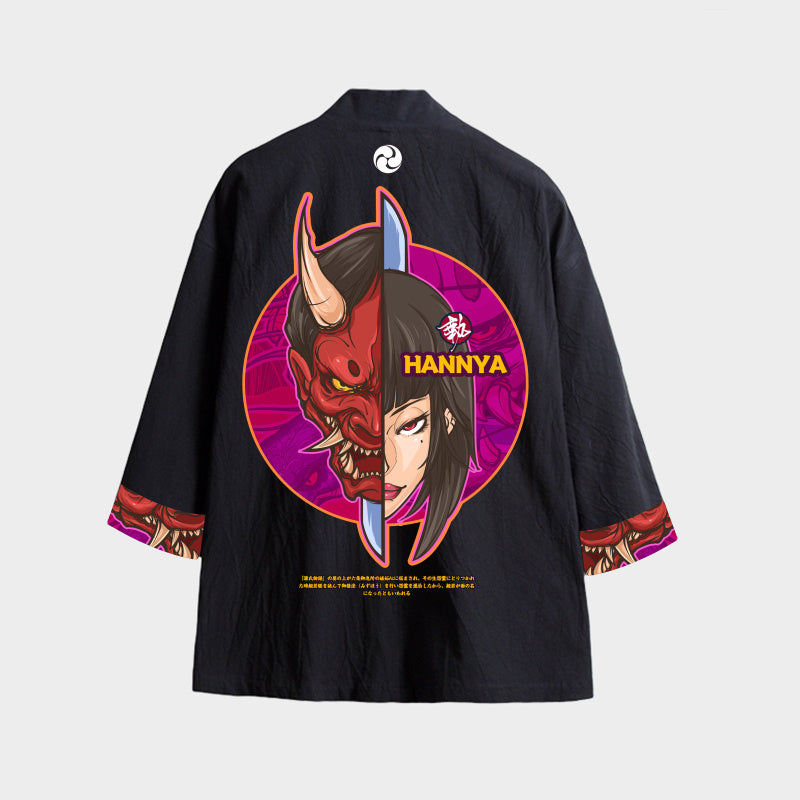 Mens Chinese style hannya print robes - Urban Nomads